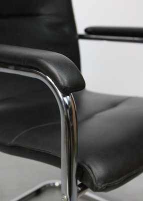 Vintage Black Leatherette Cantilever Desk Chair, 1970s-HGJ-840801