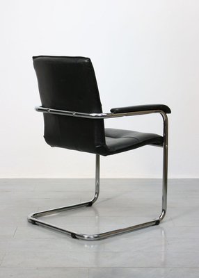 Vintage Black Leatherette Cantilever Desk Chair, 1970s-HGJ-840801