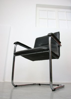 Vintage Black Leatherette Cantilever Desk Chair, 1970s-HGJ-840801