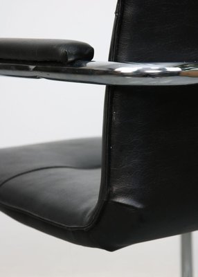 Vintage Black Leatherette Cantilever Desk Chair, 1970s-HGJ-840801