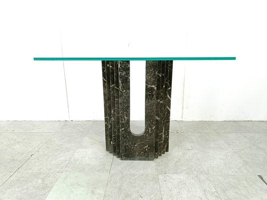 Vintage Black Marble Console Table from Cattelan, Italy, 1980s-IRH-1818085