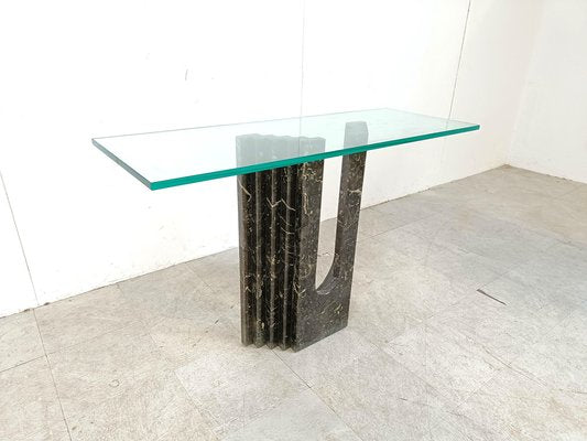 Vintage Black Marble Console Table from Cattelan, Italy, 1980s-IRH-1818085