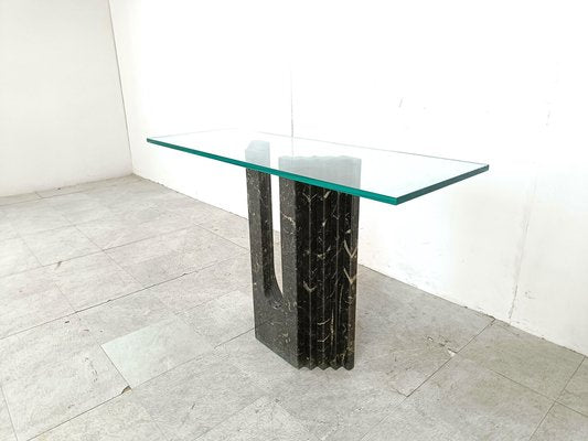 Vintage Black Marble Console Table from Cattelan, Italy, 1980s-IRH-1818085