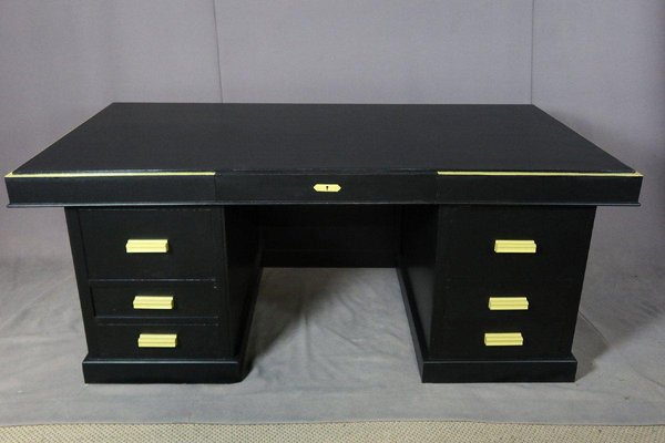 Vintage Black Oak Office Desk, 1950s-WSV-1151421