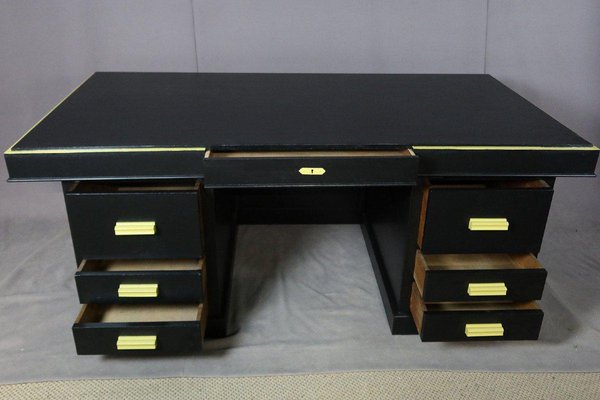 Vintage Black Oak Office Desk, 1950s-WSV-1151421