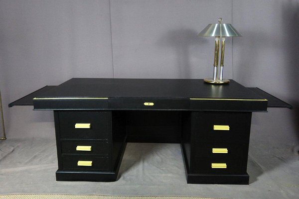 Vintage Black Oak Office Desk, 1950s-WSV-1151421