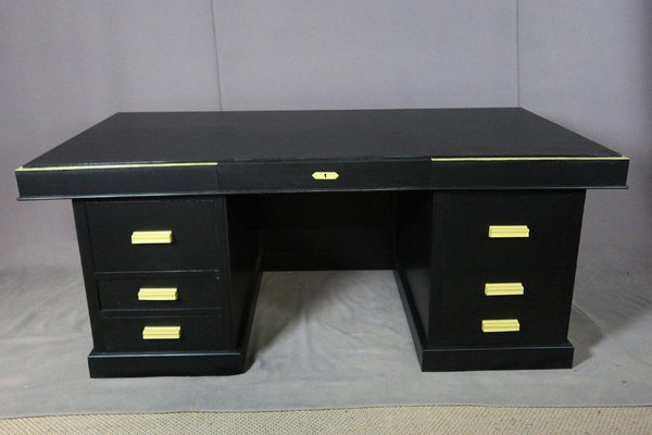 Vintage Black Oak Office Desk, 1950s-WSV-1151421