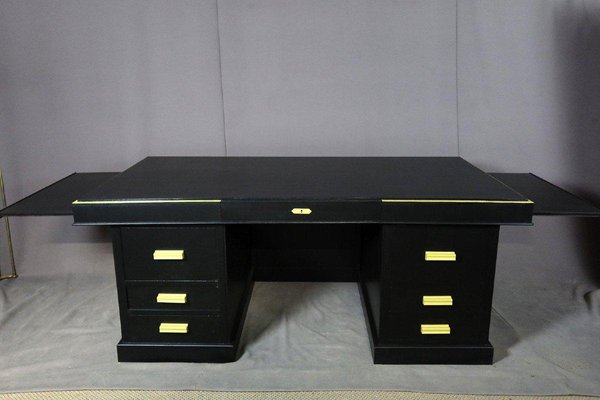 Vintage Black Oak Office Desk, 1950s-WSV-1151421