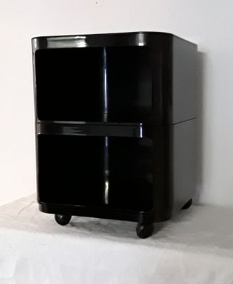 Vintage Black Plastic Side Table on Wheels from Anna Castelli Ferrieri, 1970s-HOI-1078293