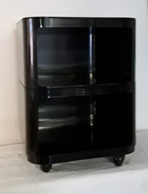 Vintage Black Plastic Side Table on Wheels from Anna Castelli Ferrieri, 1970s-HOI-1078293