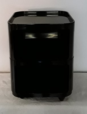 Vintage Black Plastic Side Table on Wheels from Anna Castelli Ferrieri, 1970s-HOI-1078293