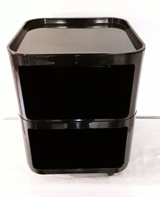 Vintage Black Plastic Side Table on Wheels from Anna Castelli Ferrieri, 1970s-HOI-1078293