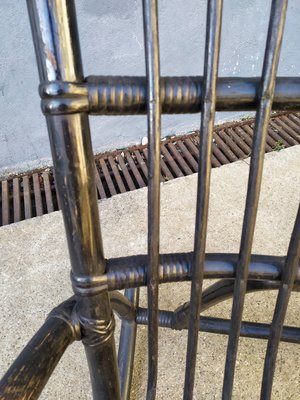 Vintage Black Rattan Rocking Chair, 1960s-EAD-583979