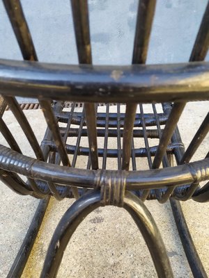 Vintage Black Rattan Rocking Chair, 1960s-EAD-583979