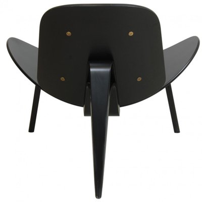 Vintage Black Shell Chair in Black Leather by Hans Wegner, 2000s-MTD-1746785