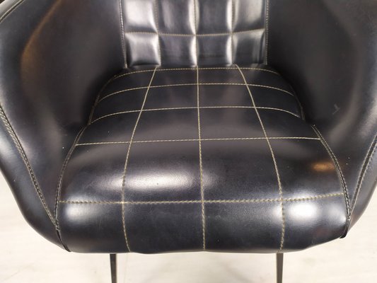 Vintage Black Skai Armchairs, 1960s, Set of 2-EAD-1781979