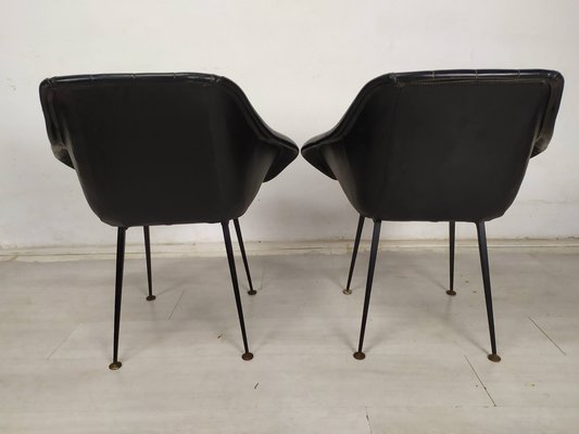 Vintage Black Skai Armchairs, 1960s, Set of 2-EAD-1781979