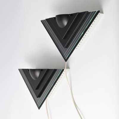 Vintage Black Triangle Wall Lamps from Herda, 1980s, Set of 2-IXK-1788023