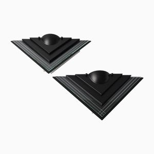 Vintage Black Triangle Wall Lamps from Herda, 1980s, Set of 2-IXK-1788023