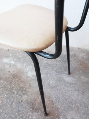 Vintage Black Tubular Steel and White Leather Dining Chairs, 1970s, Set of 5-GGK-645560