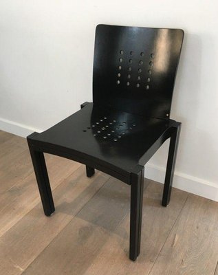 Vintage Black Wooden Chair-BA-1335798