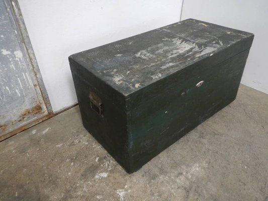 Vintage Black Wooden Trunk, 1940s-WWQ-1333374