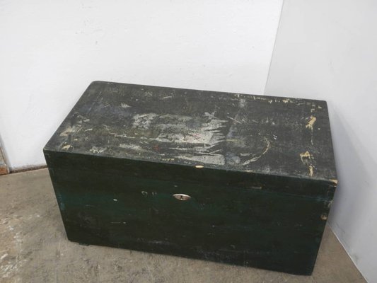 Vintage Black Wooden Trunk, 1940s-WWQ-1333374