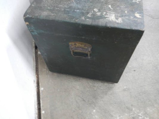 Vintage Black Wooden Trunk, 1940s-WWQ-1333374