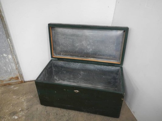 Vintage Black Wooden Trunk, 1940s-WWQ-1333374