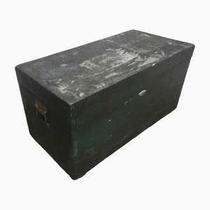 Vintage Black Wooden Trunk, 1940s-WWQ-1333374