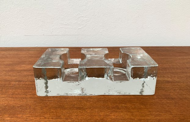 Vintage Block Glass Double Tea Warmer Candle Holder-UAH-1259377