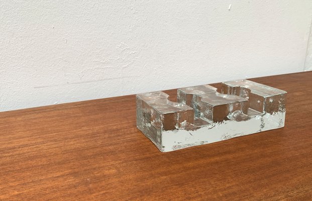 Vintage Block Glass Double Tea Warmer Candle Holder-UAH-1259377