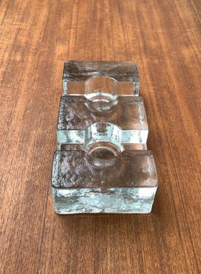 Vintage Block Glass Double Tea Warmer Candle Holder-UAH-1259377