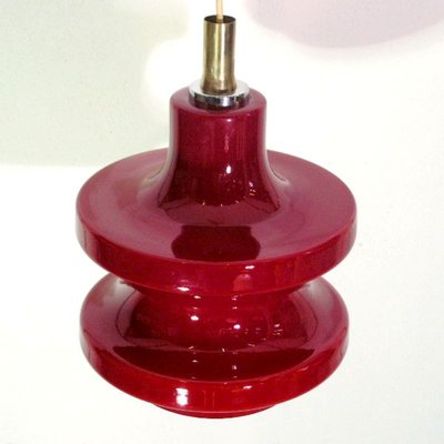 Vintage Blood Red Glass Ceiling Lamp, 1970s-WK-919833