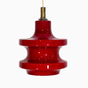 Vintage Blood Red Glass Ceiling Lamp, 1970s-WK-919833