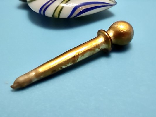 Vintage Blown Glass Canes and Brass Miniature Perfume Bottle, 1930s-JPQ-1817622