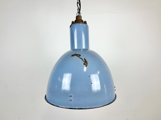 Vintage Blue Cast Iron Ceiling Lamp, 1950s-CGF-1438747