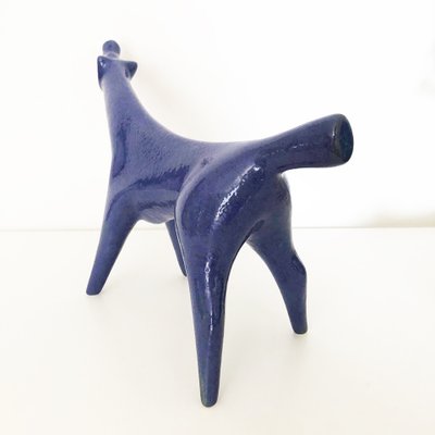 Vintage Blue Ceramic Dog by Roberto Rigon-OLY-1010244