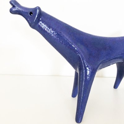 Vintage Blue Ceramic Dog by Roberto Rigon-OLY-1010244