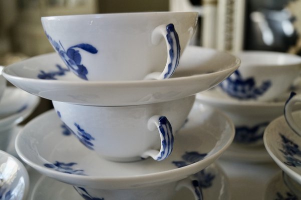 Vintage Blue Flowers Soup Bouillon Cup and Saucers from Royal Copenhagen, 1985, Set of 14-DVX-2033915