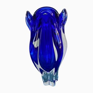 Vintage Blue Glass Vase, 1960s-OXJ-1373126