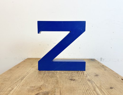 Vintage Blue Iron Facade Letter Z, 1970s-CGF-1734004