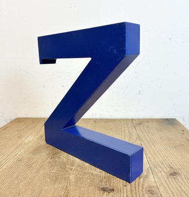 Vintage Blue Iron Facade Letter Z, 1970s-CGF-1734004