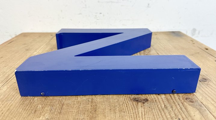 Vintage Blue Iron Facade Letter Z, 1970s-CGF-1734004