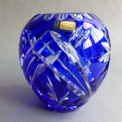 Vintage Blue Lead Crystal Vase from Tritschler Winterhalter, 1960s-WK-739833