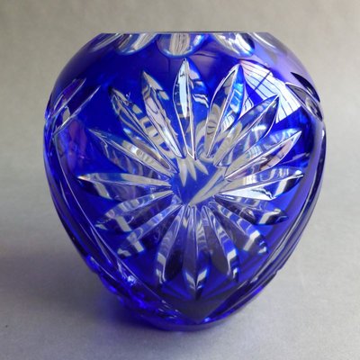 Vintage Blue Lead Crystal Vase from Tritschler Winterhalter, 1960s-WK-739833