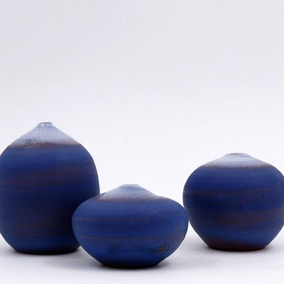 Vintage Blue Miniature Ceramics by Antonio Lampecco, Belgium, Set of 3-NYF-2019153