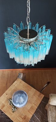 Vintage Blue Murano Glass Quadriedri Ceiling Lamp, 1980s-FHZ-705806