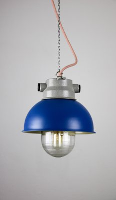 Vintage Blue Small Industrial Pendant Lamp from TEP-HGJ-739242