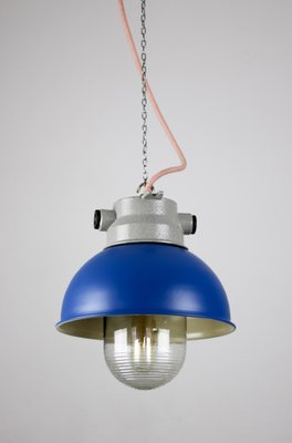 Vintage Blue Small Industrial Pendant Lamp from TEP-HGJ-739242